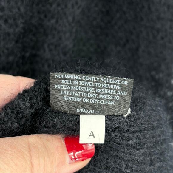 Eileen Fisher Duster Cardigan Sweater Size L Black Mohair Wool Blend Snap Front - Picture 12 of 12